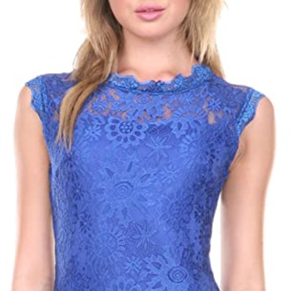 Stanzino Women's 2609BLUES Sleeveless Lace Dress,